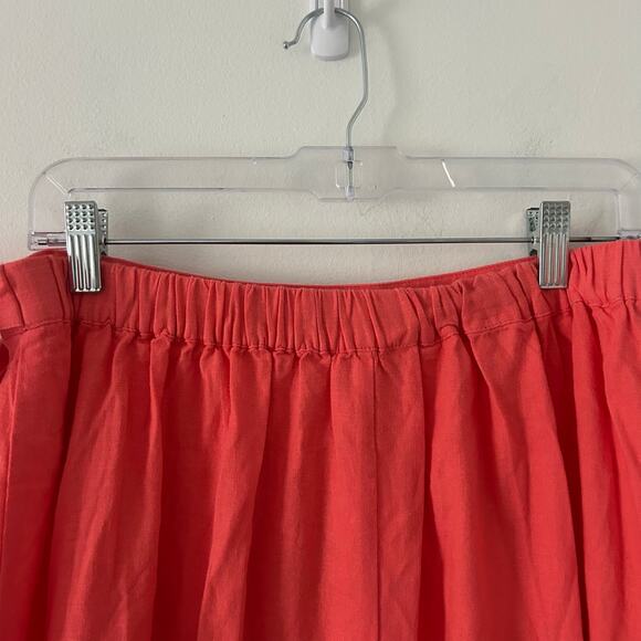 J. Crew Factory Pull-On Faux Wrap Linen Blend Side Tie Midi Skirt M Medium New - Picture 5 of 9